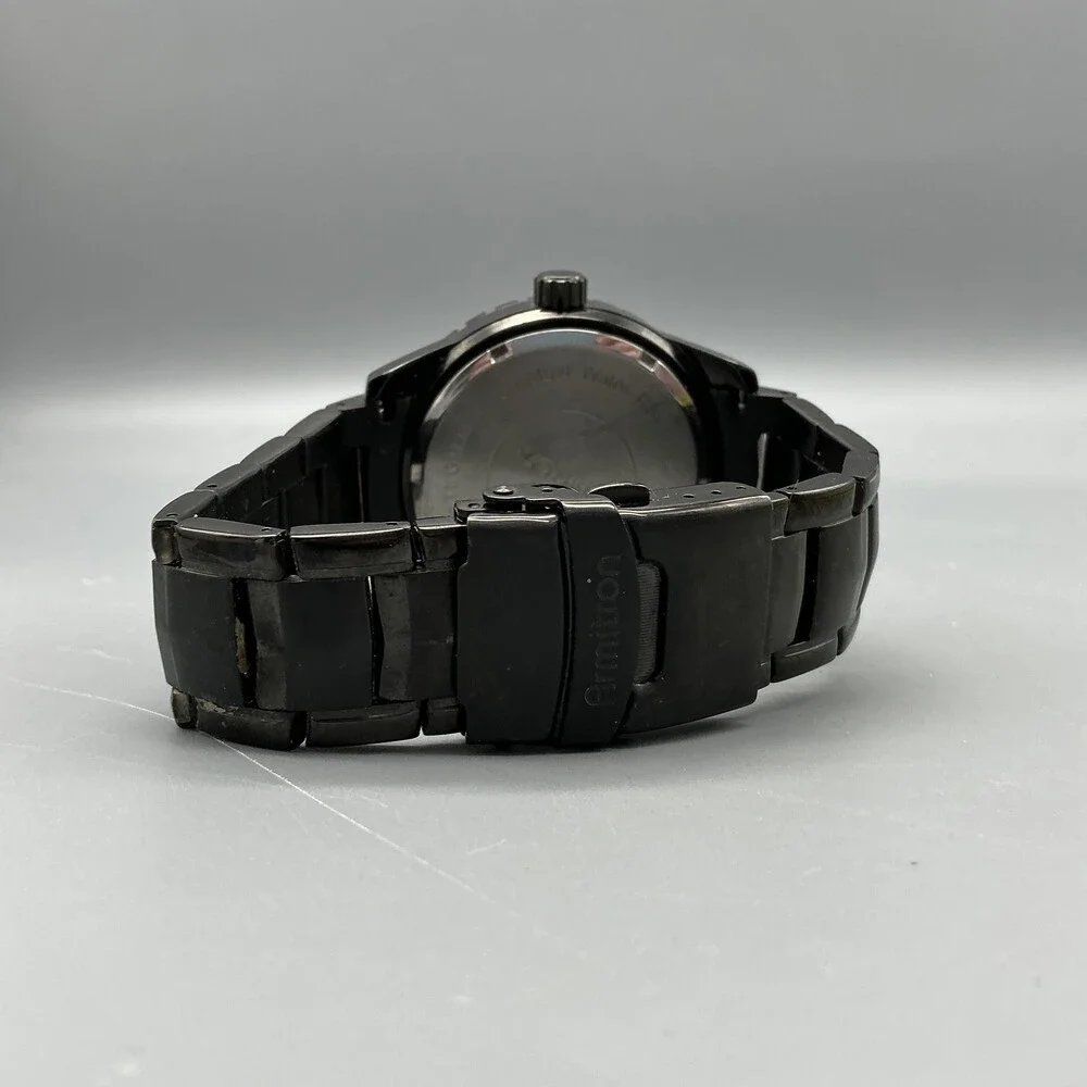 Armitron 20/4833HT Men Watch 43mm Black Dial Black Steel Day Date New Battery 7
